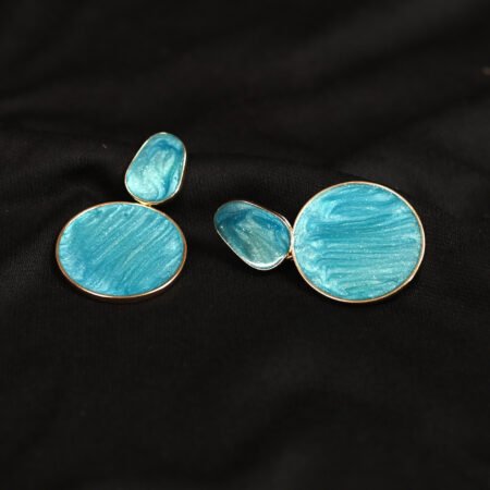 Turquoise Blue Stone Round Western Earrings – Brass, Stylish Party Wear
