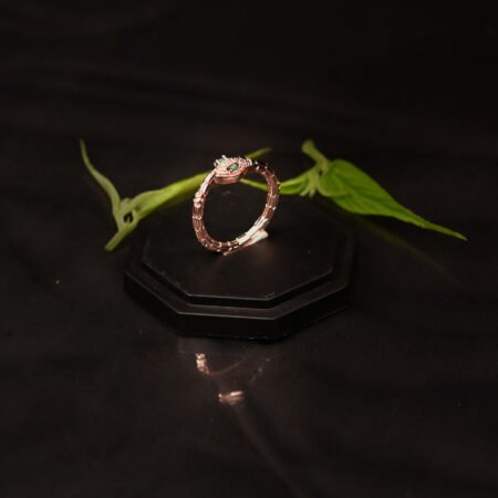 Rose Gold Snake Ring with Blue Stone – Elegant Statement Jewelry