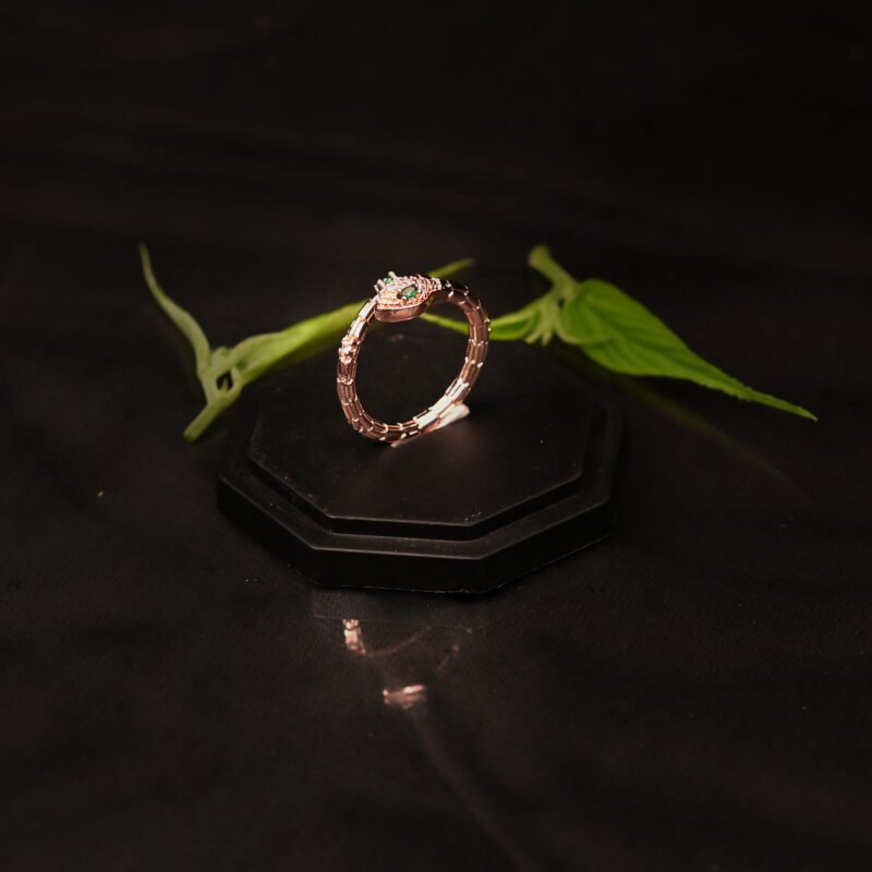 Rose Gold Snake Ring with Blue Stone – Elegant Statement Jewelry