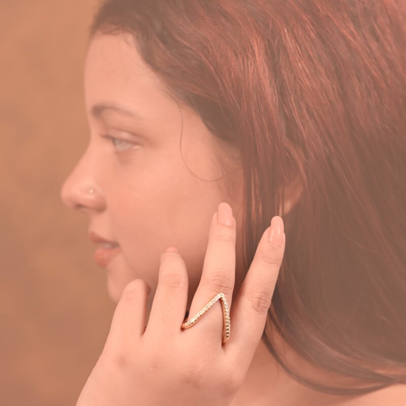 V-Shape Gold Plated Ring – Anti-Tarnish Minimalist Design - Image 2