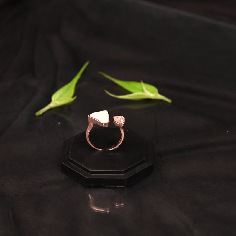 Rose Gold Plated Heart Shape Ring – Elegant & Minimal Design - Image 2